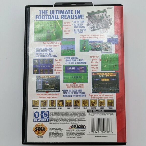 Sonic the Hedgehog 2 NFL Quarterback Club 96 Sega Genesis Video Game Lot - Picture 6 of 9